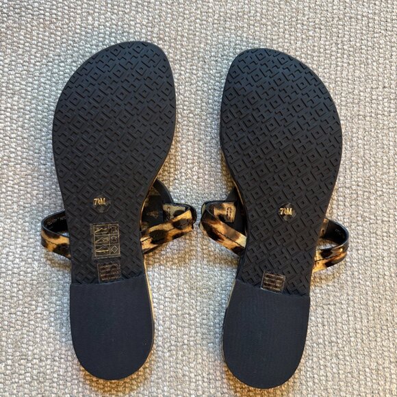 NWOB Tory Burch Miller Leopard Print Logo Flip Flops Thong Sandals - Size 7.5 - Picture 6 of 7